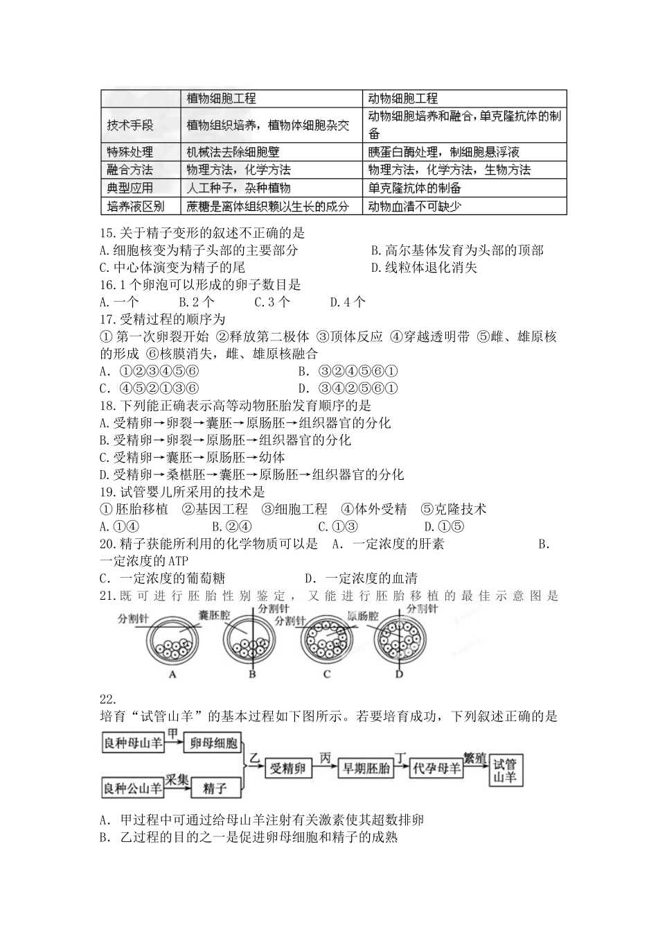 高二生物期末考试文档_第2页