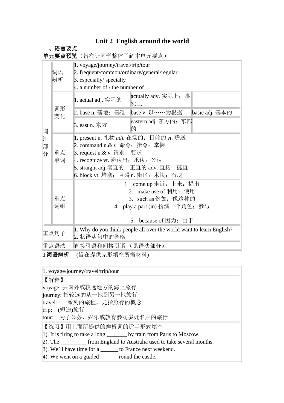 高中英语必修一第二单元导学案_第1页