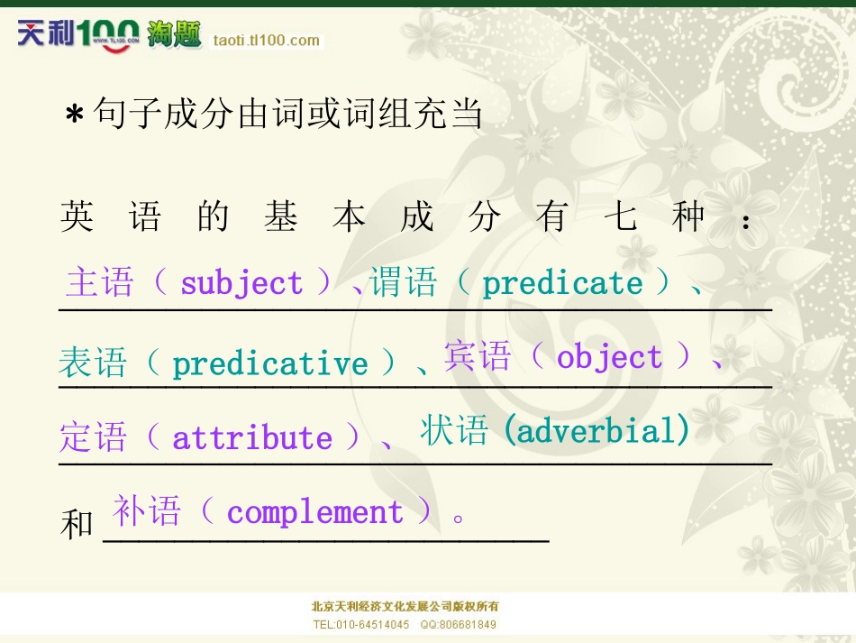 高中英语句子成分基本句型精品课件 (2)_第2页
