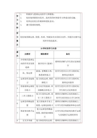 高中篮球模块教学单元计划