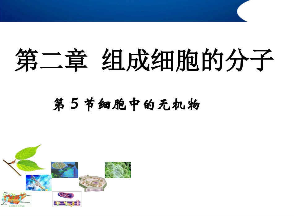 高中生物必修1第二章组成细胞的分子第5节《细胞中的无机物》_第1页