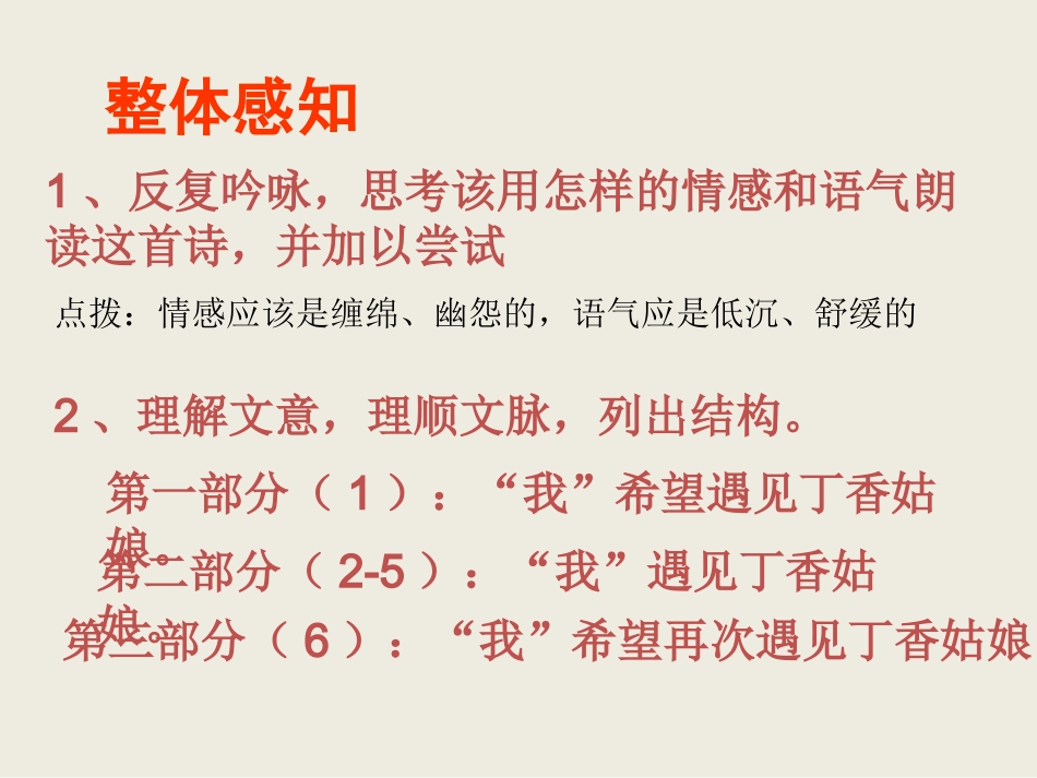 高中一年级语文必修1第一单元2诗两首第二课时课件_第3页