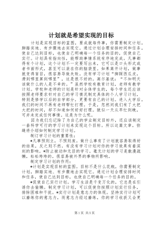 计划就是希望实现的目标 