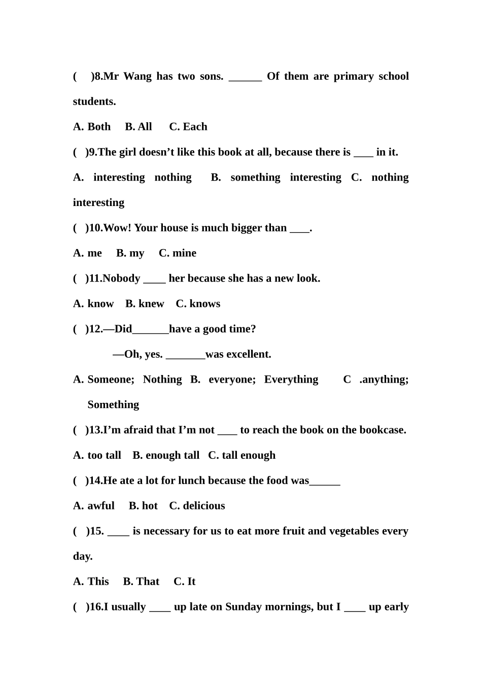 高一新生初高中英语衔接教材测试题_第2页