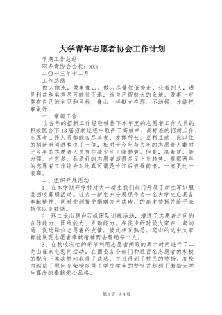 大学青年志愿者协会工作计划 