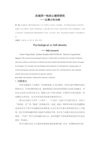 青少年自我统一性