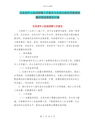 全县老年人权益保障工作意见与全县行政处罚案卷质量评查结果报告汇编