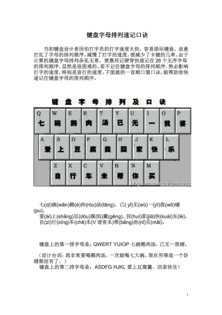 键盘字母排列速记口诀