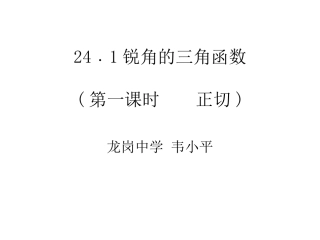 锐角三角函数第一课时