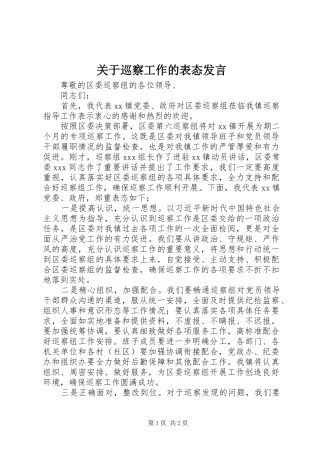 关于巡察工作的表态发言