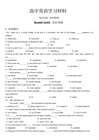 人教版高中英语选修八Book8Unit3定时训练