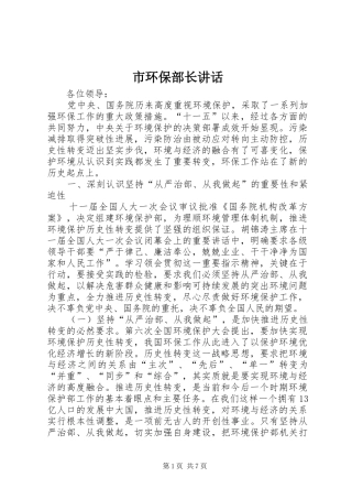 市环保部长讲话