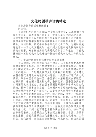 文化局领导讲话稿精选