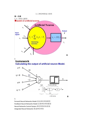 人工神经网络复习资料