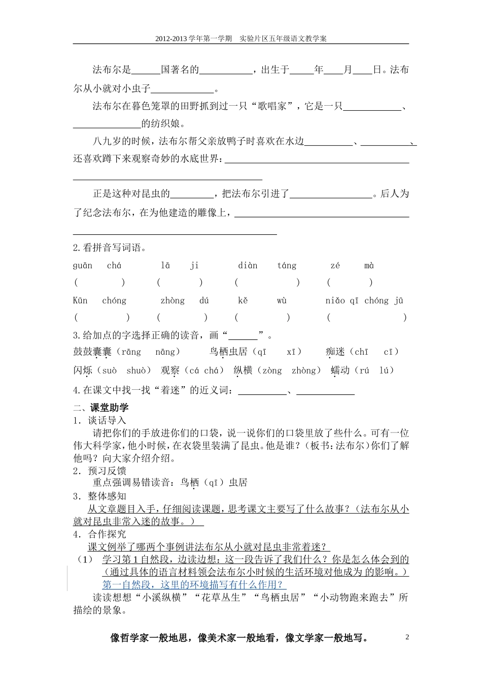 装满昆虫的衣袋教案_第2页