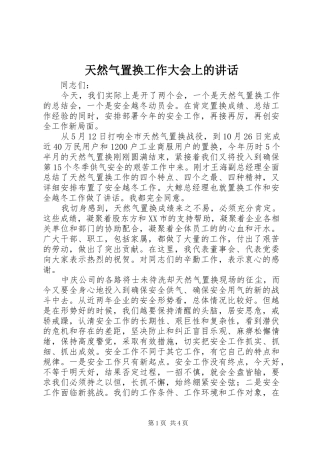 天然气置换工作大会上的讲话