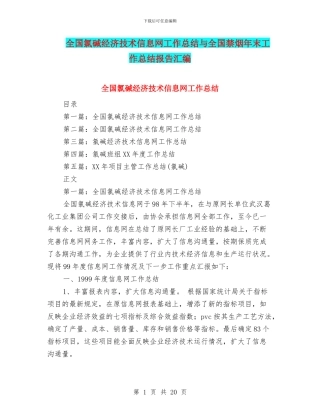 全国氯碱经济技术信息网工作总结与全国禁烟年末工作总结报告汇编