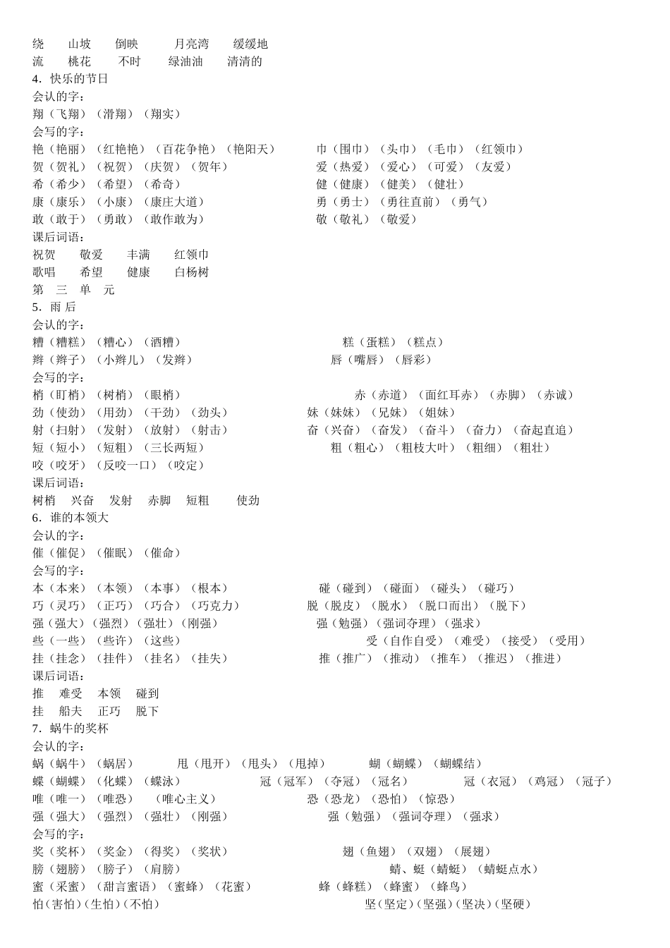 苏教版小学语文二年级下册生字组词_第2页