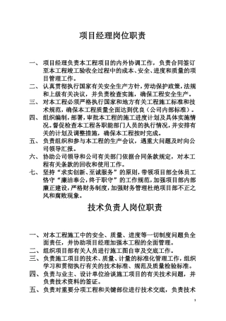 项目经理岗位职责等13种制度牌