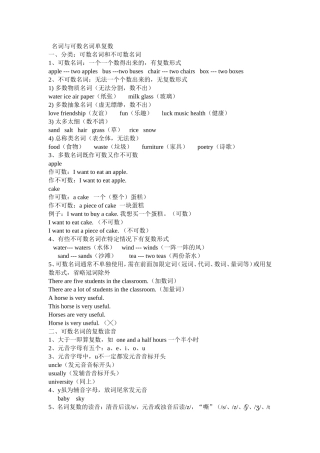 名词单复数规则