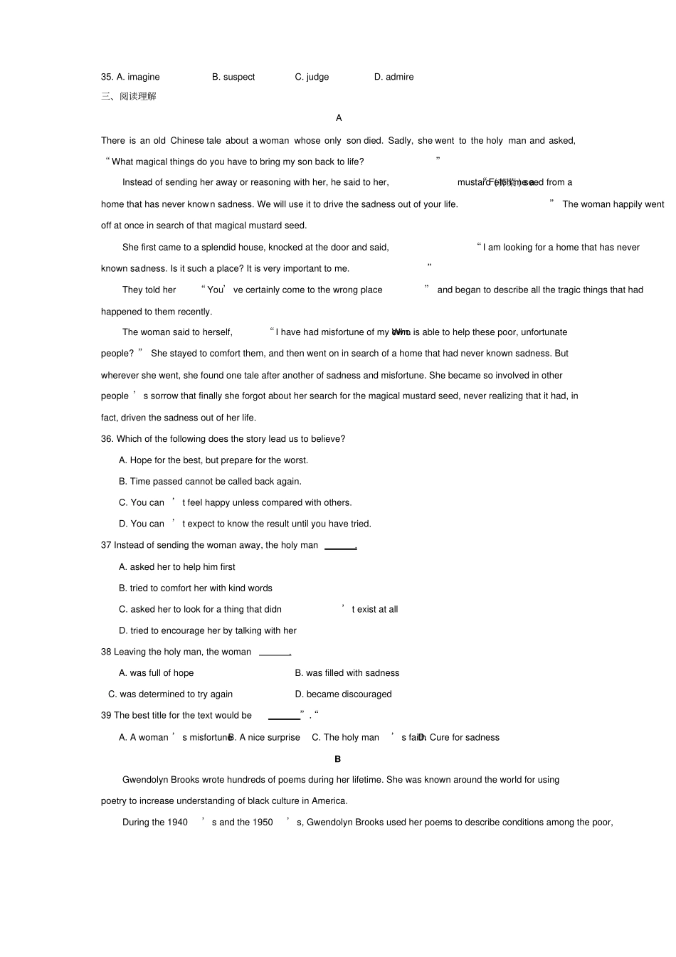 人教版高中英语选修六unit2练习题_第3页