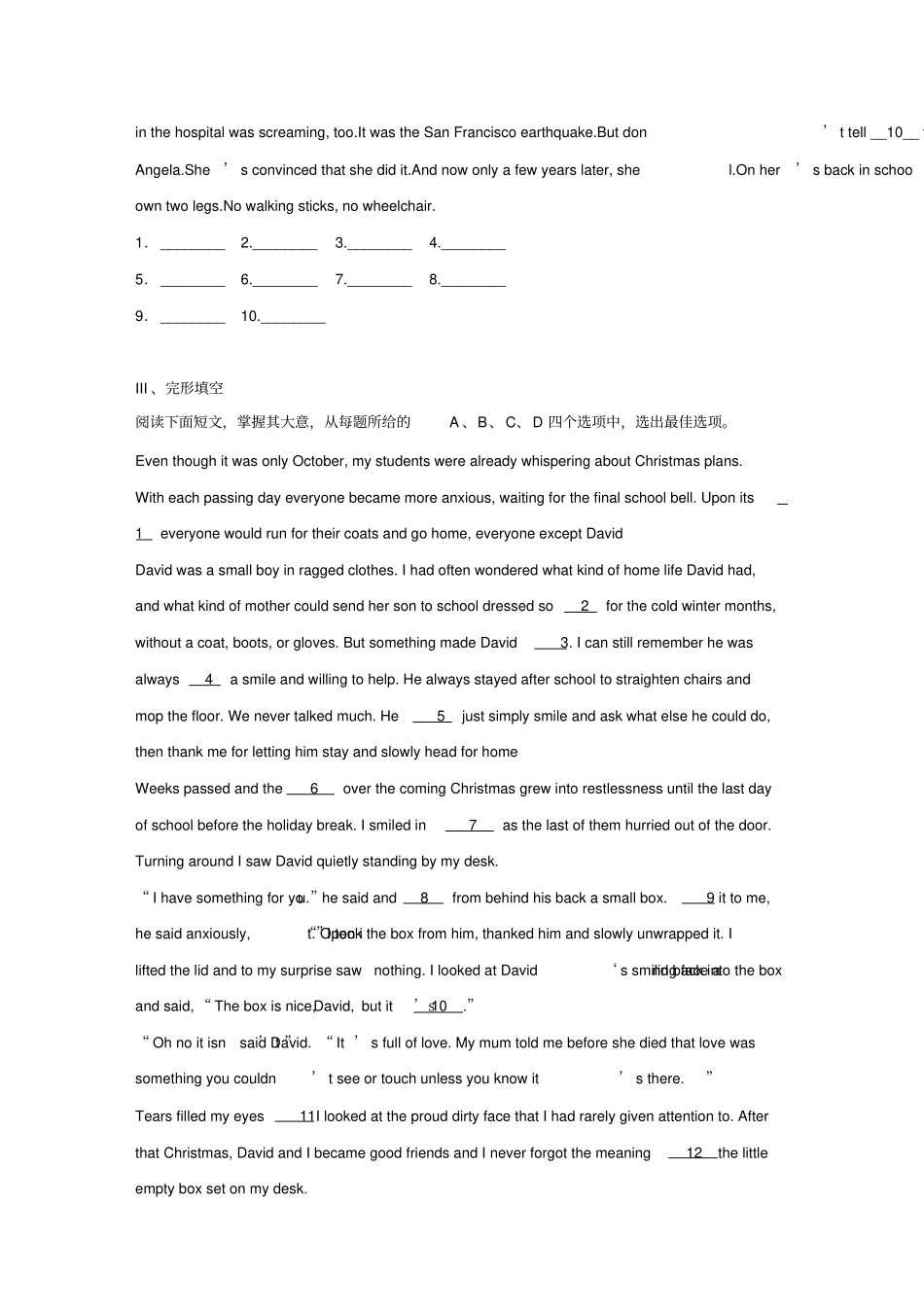 人教版高中英语选修六Unit3AHealthyLife同步训练及参考答案_第2页