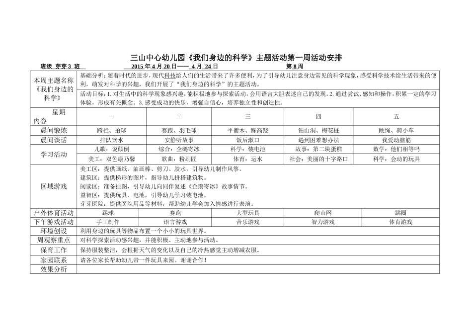 芽芽3班第八周周计划_第1页