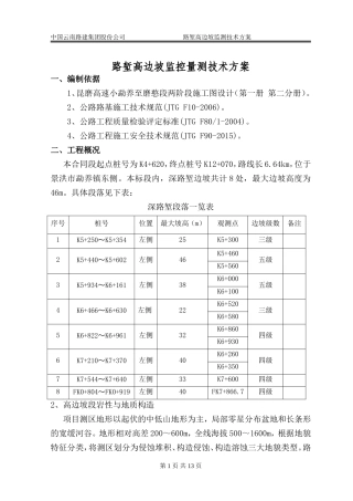 路堑高边坡监测方案