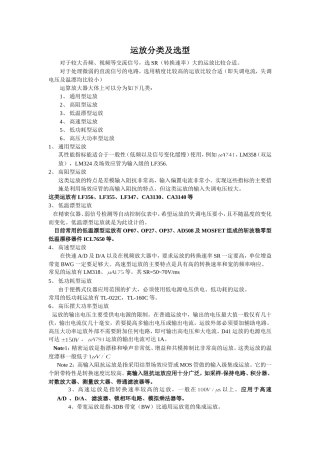 运放分类及选型