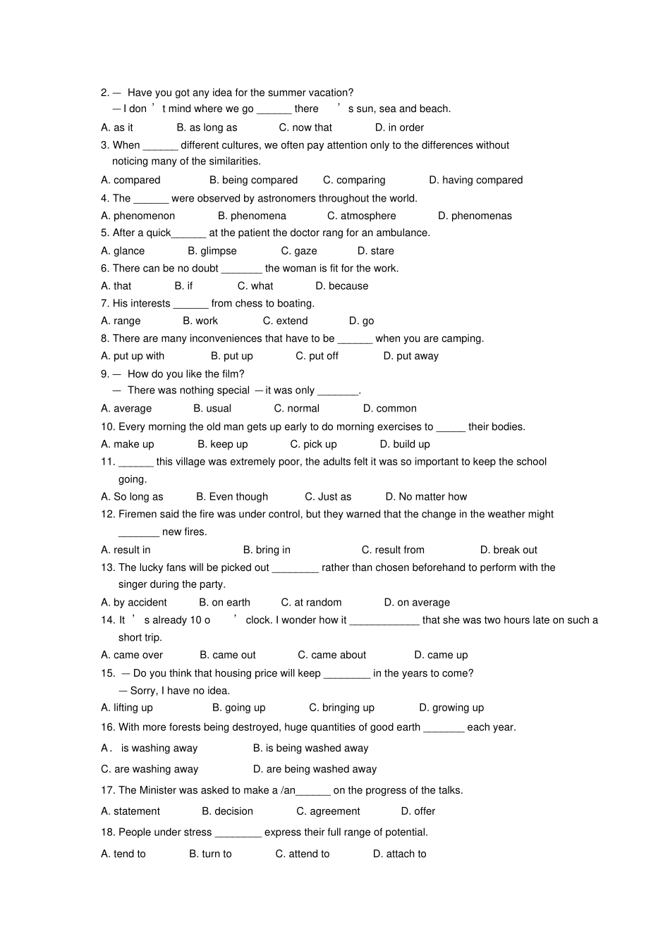 人教版高中英语选修六Unit4Globalwarming巩固练习语言点_第2页