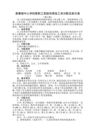 绩效工资分配实施方案