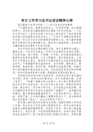 审计工作学习总书记讲话精神心得