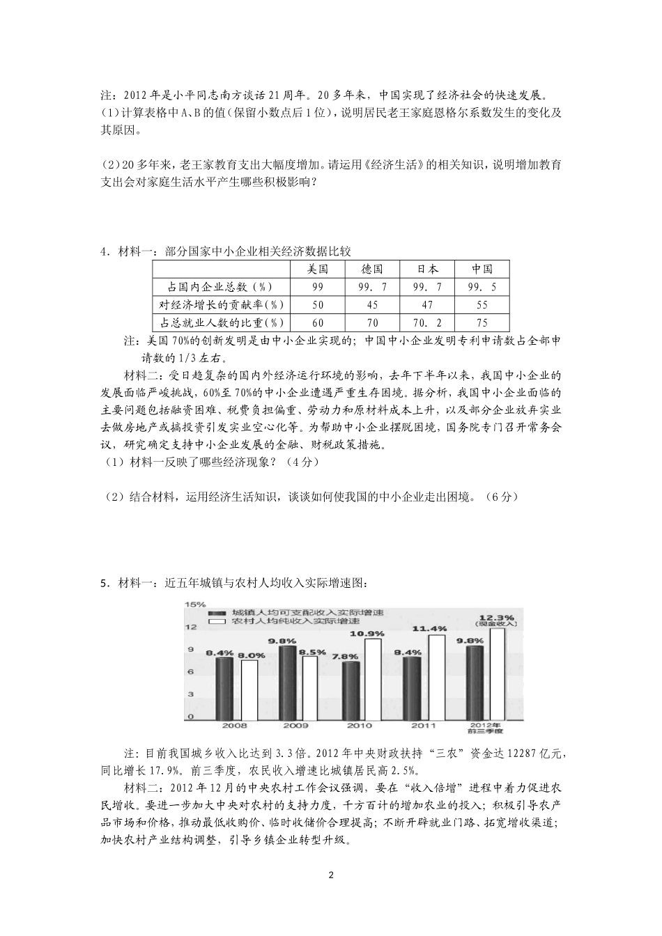 经济生活主观题训练_第2页