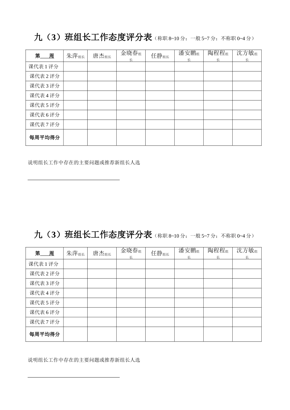 组长工作评分表1_第1页