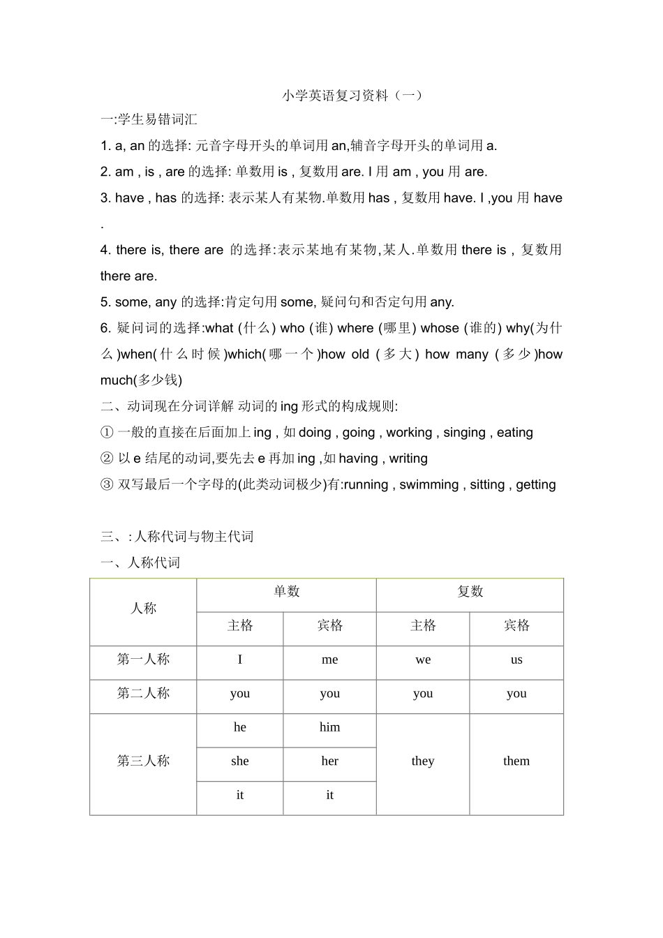 小学六年级英语总复习资料(一)_第1页