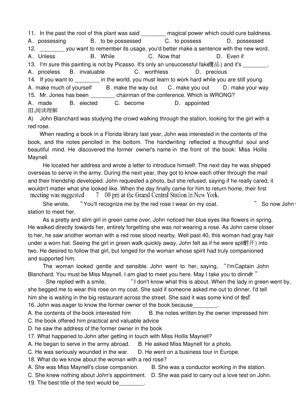 人教版高中英语选修六unit5检测试题_第2页