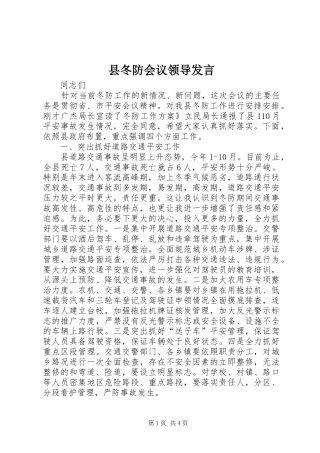 县冬防会议领导发言