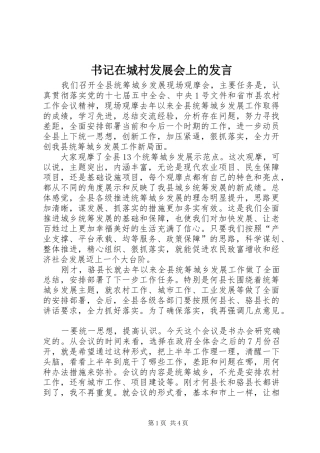书记在城村发展会上的发言