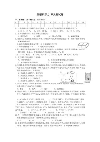 第十章_压强和浮力_单元测试卷