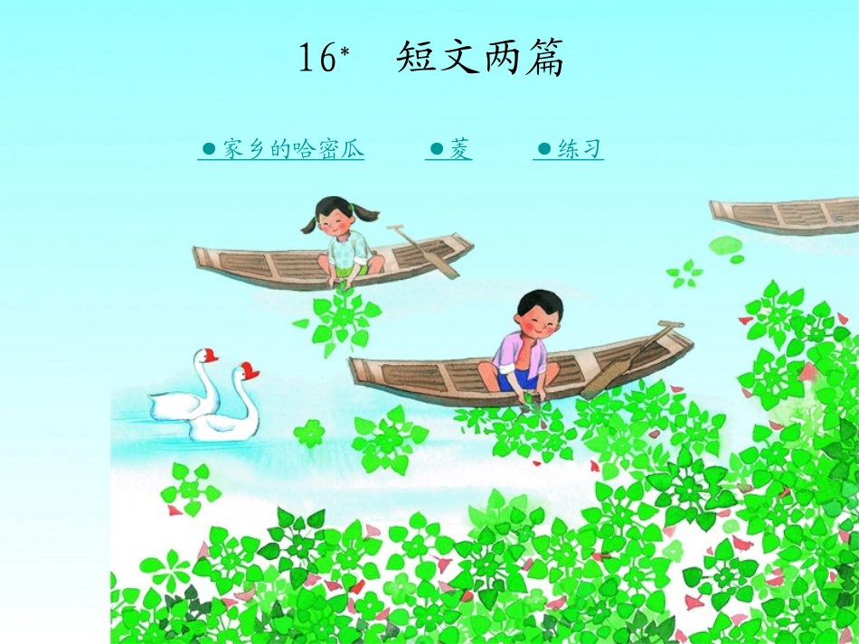 第十六课短文两篇家乡的哈密瓜菱_第1页