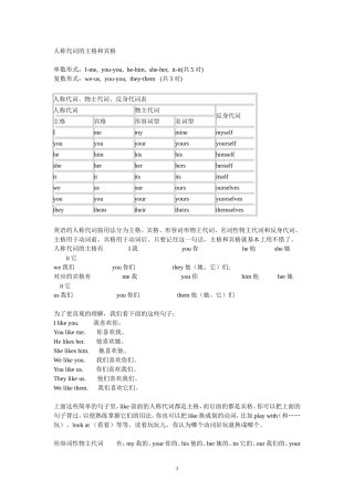 人称代词的主格和宾格