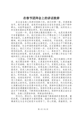在春节团拜会上的讲话致辞