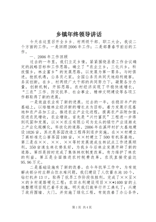 乡镇年终领导讲话