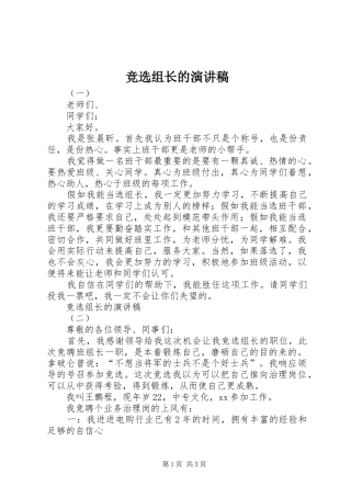 竞选组长的演讲稿