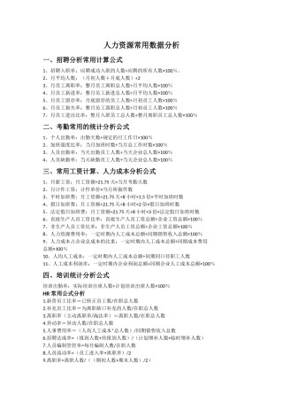 人力资源常用数据分析