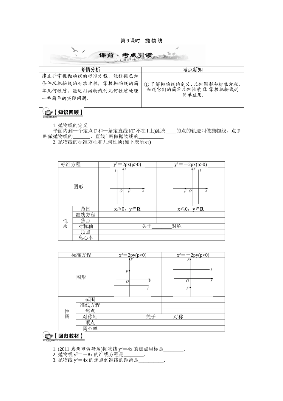 第9课时抛物线_第1页