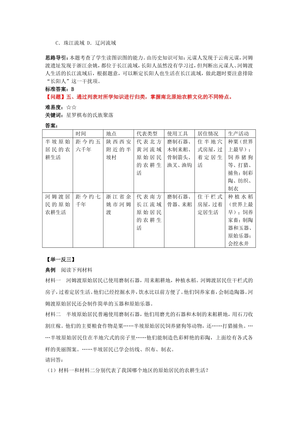 第2课星罗棋布的氏族聚落【资料】【北师大版】【重难点问题】_第3页