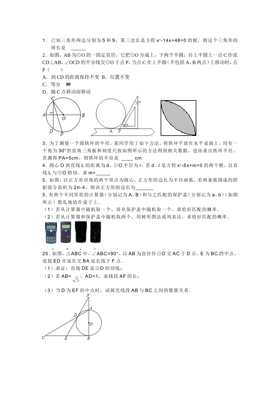 竹条实验中学九年级数学期末冲刺_第2页