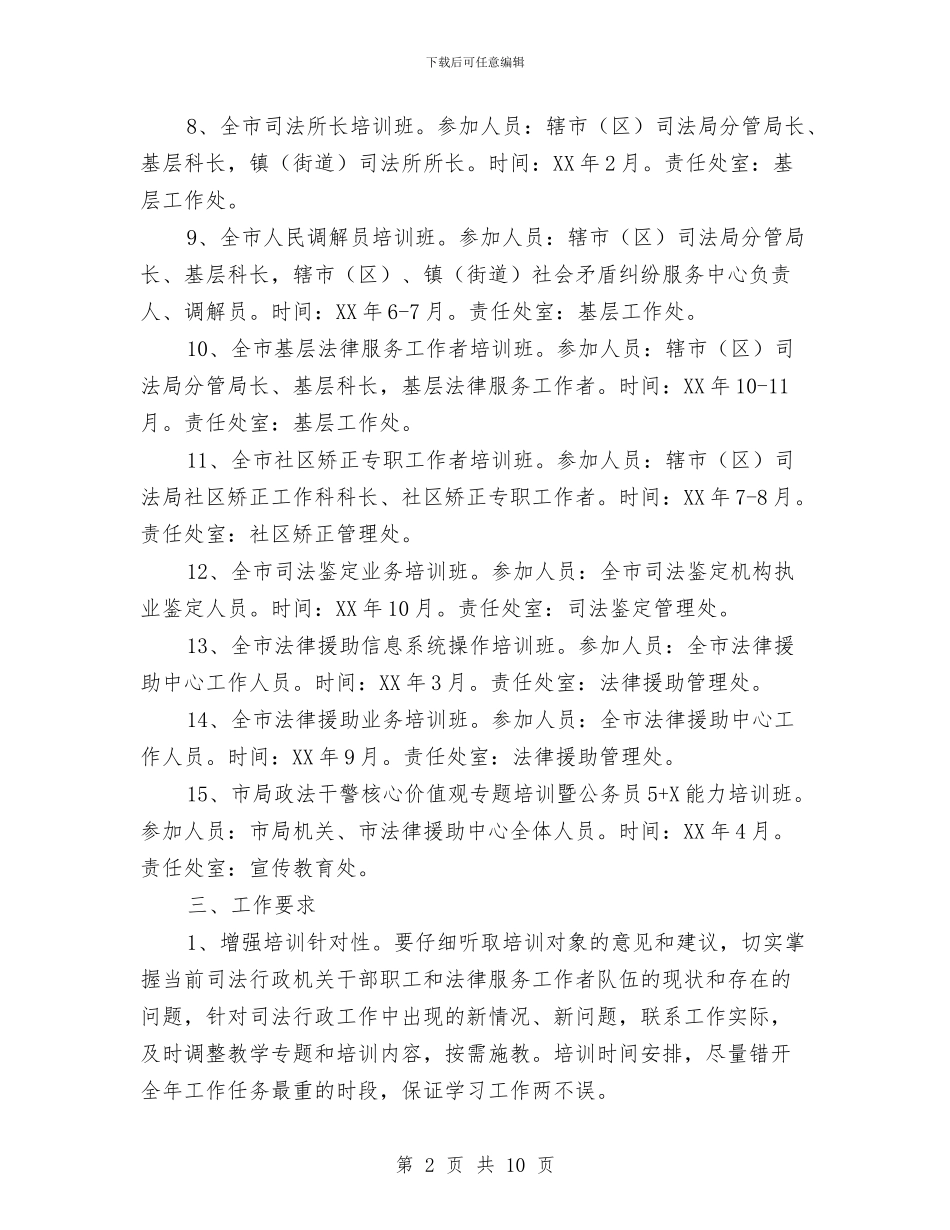 全市司法教育培训工作计划与全市商务工作打算汇编_第2页