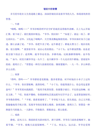 皱纹中的智慧